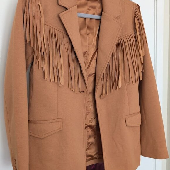 BLANKNYC Womens Luxury Clothing Oversized Blazzer with Pockets | Tan Color - XS - Picture 5 of 5